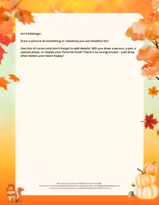 Art Challenge page from the free Buzzby Gives Thanks worksheet