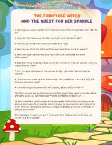 Free Fairytale Witch reading comprehension and SEL worksheet preview