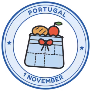 Portugal Pรฃo por Deus passport stamp with a bread bag